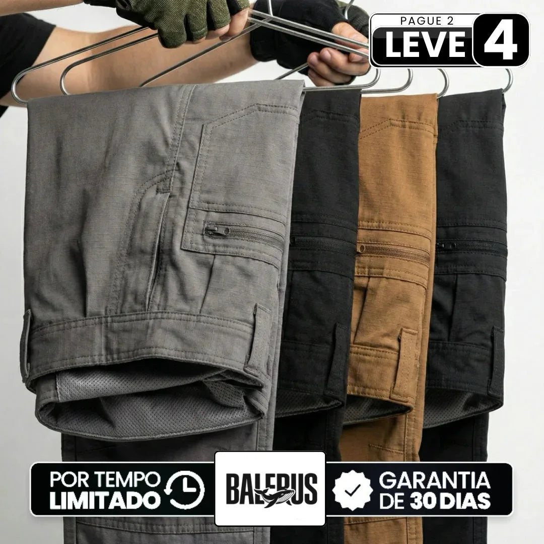 [Leve 4, Pague Só 2!] Calça Tática Delta Masculina em Ripstop Impermeável e Forro Mesh com Joelhos Articulados