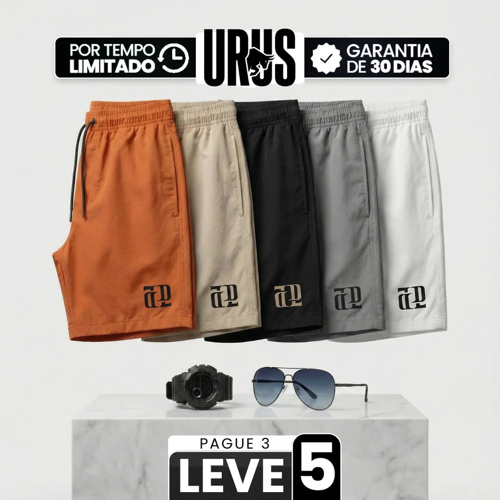 [Leve 5, Pague Só 3] Bermuda Titan Masculina em Poliamida e Microfibra Resistente de Secagem Rápida com Cós Elástico + BRINDES
