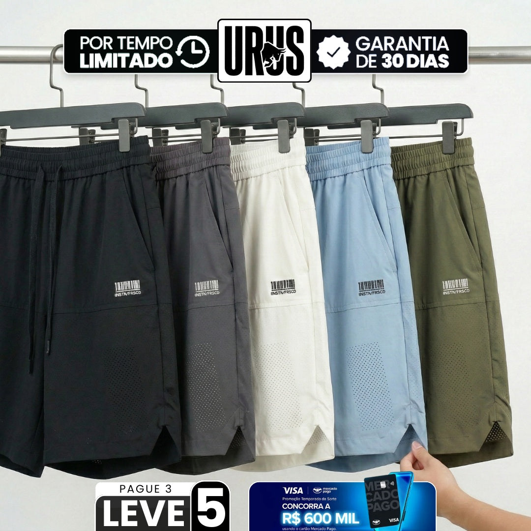 [Leve 5, Pague Só 3!] Bermuda Nexus Masculina em Tecido de Aparência de Nylon de Máxima Mobilidade com Ajuste Ergonômico e Costura Oculta