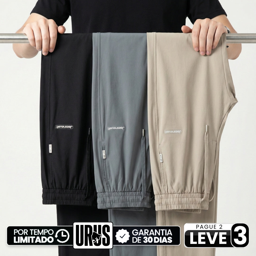 [Leve 3, Pague Só 2!] Calça Keldor Masculina em Tecido Ice Silk e Elastano de Alta Fluidez com Cós Elástico Ajustável
