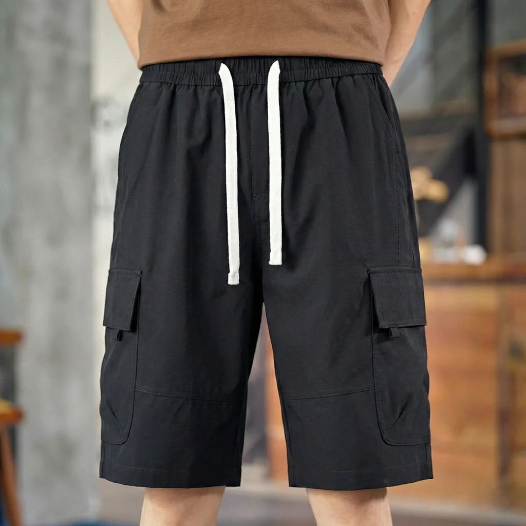 [Leve 4, Pague Só 2!] Bermuda Cargo Stark Masculina em Poliéster Resistente e Algodão de Modelagem Tática com Bolsos Expansíveis