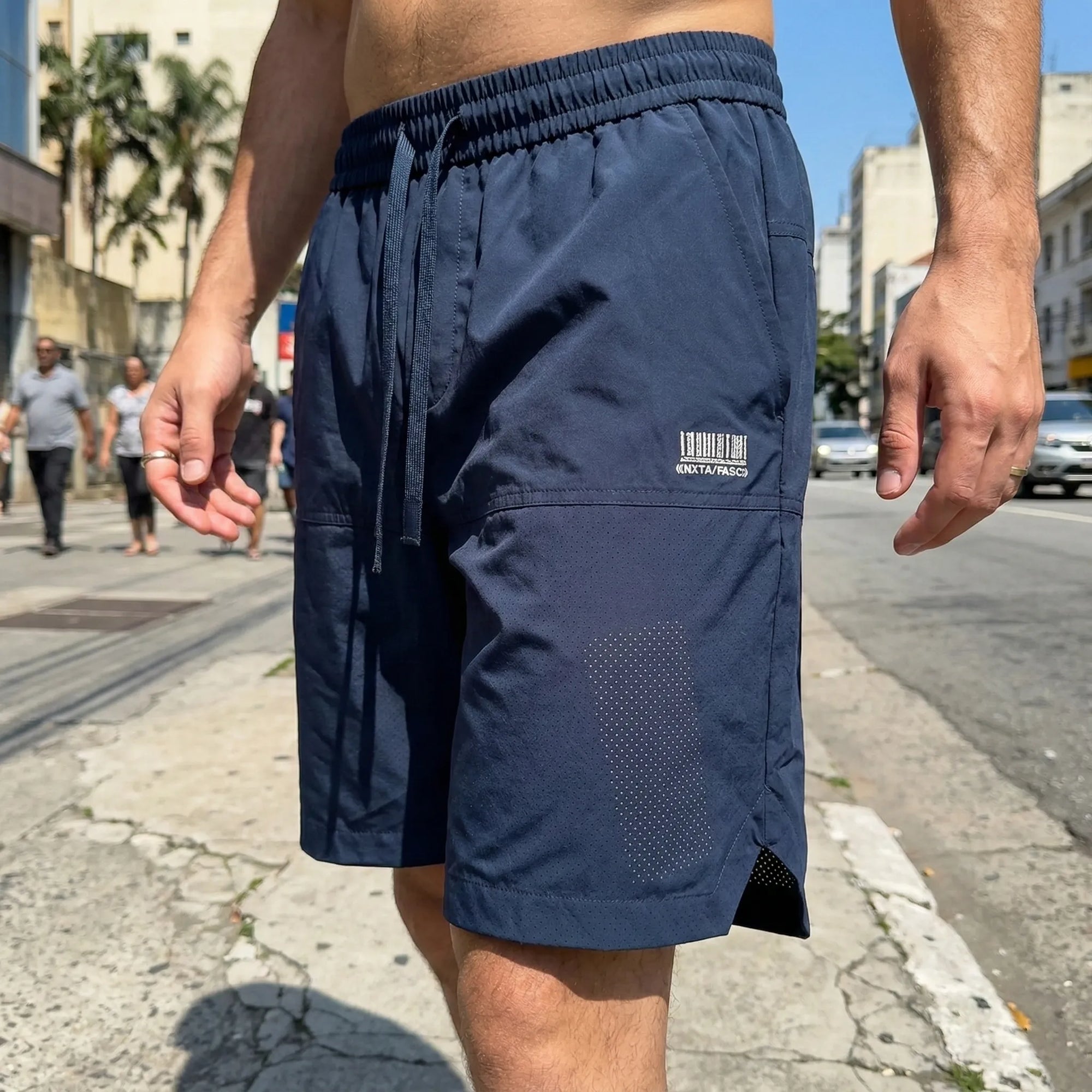 [Leve 5, Pague Só 3!] Bermuda Nexus Masculina em Tecido de Aparência de Nylon de Máxima Mobilidade com Ajuste Ergonômico e Costura Oculta