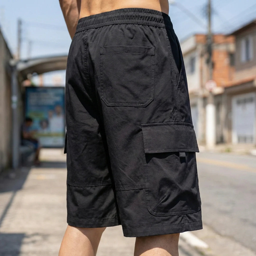 [Leve 4, Pague Só 2!] Bermuda Cargo Stark Masculina em Poliéster Resistente e Algodão de Modelagem Tática com Bolsos Expansíveis